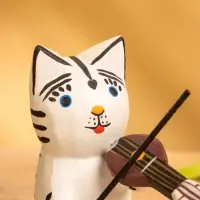 Сувенир «Кот скрипач», 3.5×8×8 см, дерево, белый
