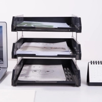 Лоток горизонтальный для бумаг Deli E9209 набор 3шт на металл.стерж черный