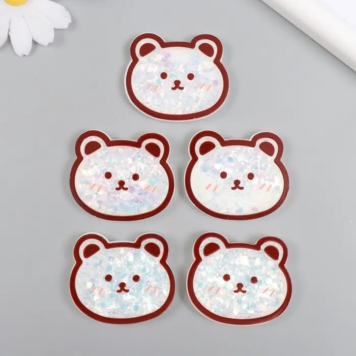 Шейкер для творчества акрил "Мишка" с глиттером 0,4х4,6х4 см