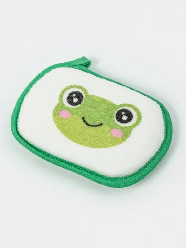 Мочалка для купания "Лягушонок", 12х8 см, цвет зеленый