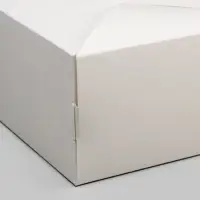 Коробка кондитерская под бенто - торт без окна, белая, 14&times;14&times;8 см