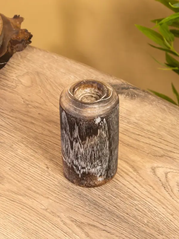Подсвечник, d=3 см, 8&times;8&times;20 см, дерево джати, тёмно-коричневый
