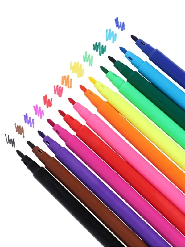 Фломастеры 12 цветов Calligrata &laquo;Машинка&raquo;, невентилируемый колпачок