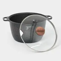 Кастрюля KUKMARA Granit ultra, 10 л, d=32.5 см, со стеклянной крышкой, антипригарное покрытие, литой алюминий, коричневая