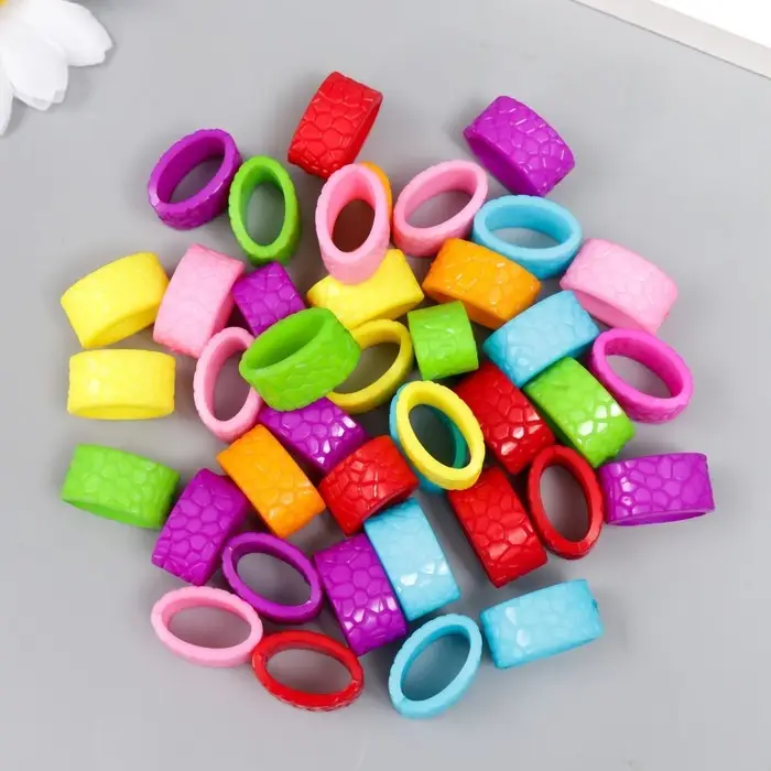 Бусины для творчества пластик Бусины для творчества пластик "Овал - текстура змеиной кожи" цветные набор 40 шт 1,2х1х1,9 см 7811