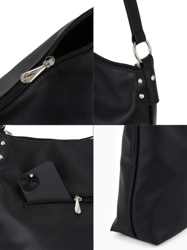 Сумка - мешок женская TEXTURA, на молнии, 32&times;11&times;32 см, чёрная