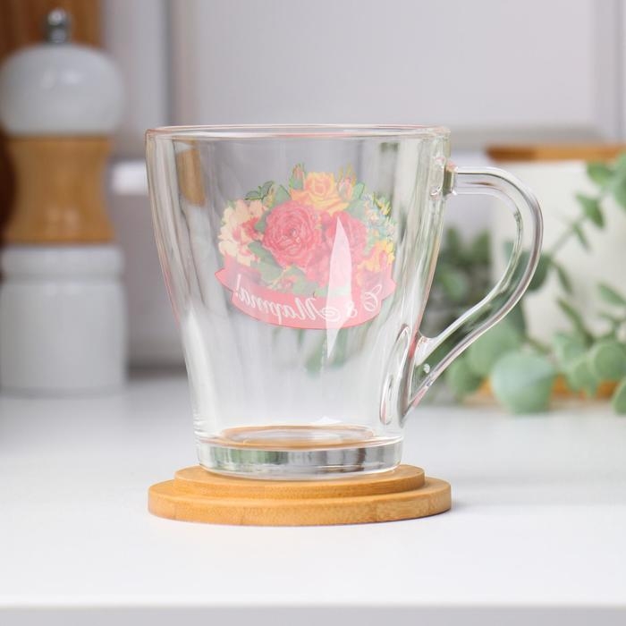 Кружка Кружка "С 8 Марта!" цветы, красная лента, 200 мл