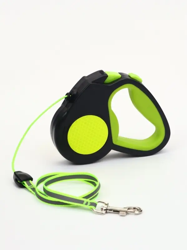 Рулетка &laquo;Пижон&raquo;, 3 м, до 15 кг, трос, светоотражающая, прорезиненная ручка, зелёная