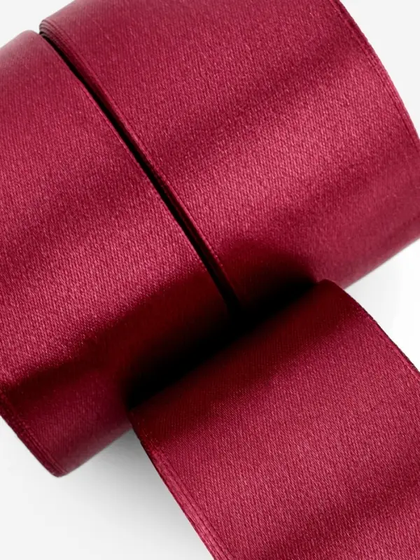 Атласная лента, набор 3 шт., 50 мм, 23&plusmn;1 м, бордовая №48