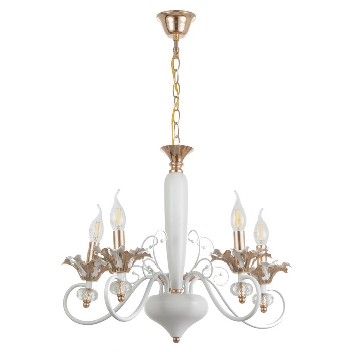 Люстра Люстра "Лиолет" 5хЕ14 40Вт бело-золотой 56х70х56 см BayerLux