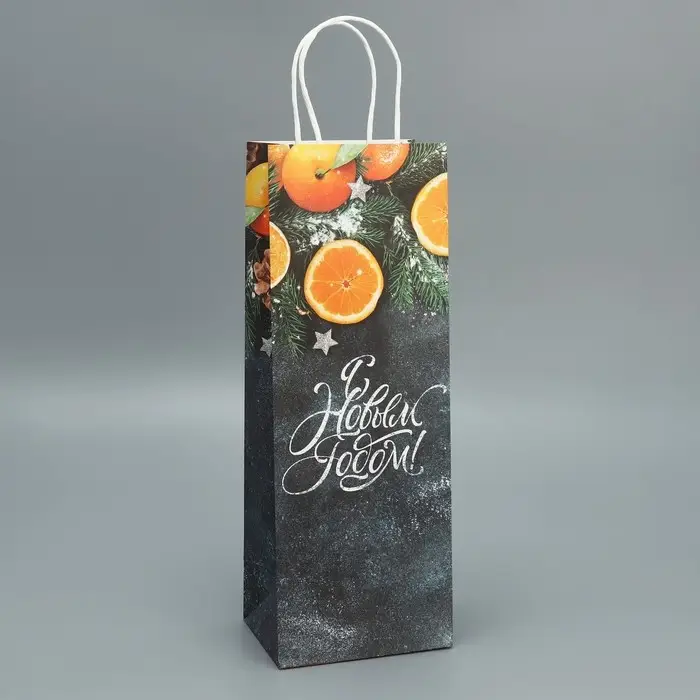 Пакет под бутылку «Мандарины», 13 x 36 x 10 см Пакет под бутылку «Мандарины», 13 x 36 x 10 см