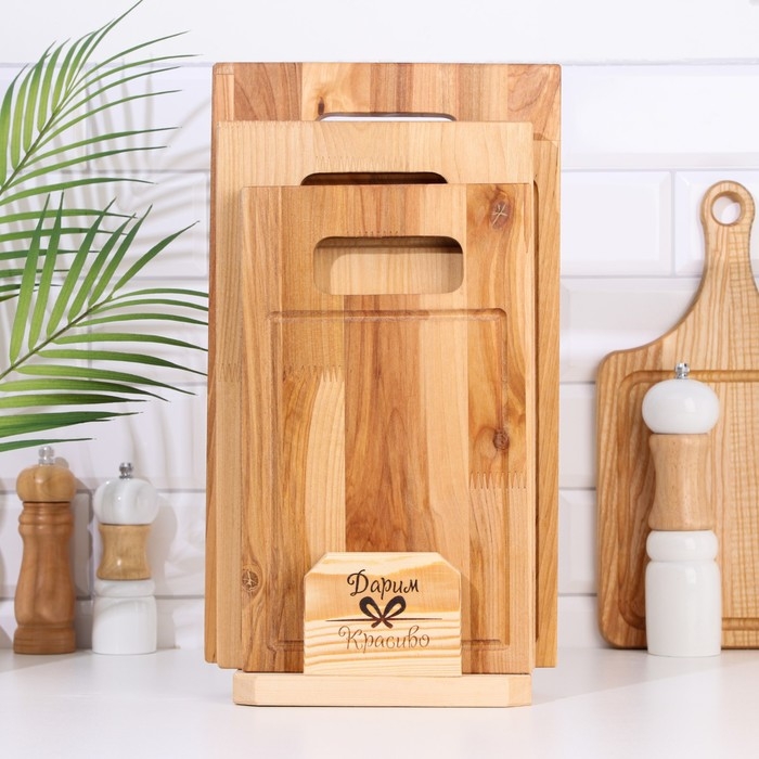 Набор досок разделочных  Набор досок разделочных "Прямая ручка" (3 шт) 38х22х1,8 см; 34х20х1,8 см; 30х18х1,8 см