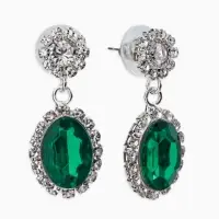 Набор 2 предмета: серьги, колье &laquo;Вечерний шик. Овал&raquo;, цвет бело-изумрудный в серебре