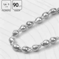 Бусины пластиковые на нити &laquo;Жемчуг&raquo;, 14&times;10 мм, набор 90 шт., цвет белый