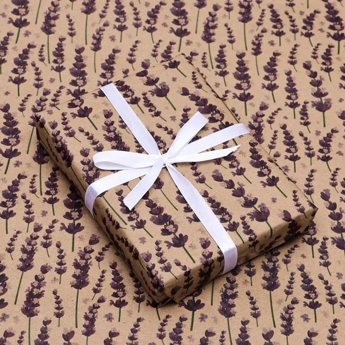 Бумага упаковочная, крафт бурый &laquo;Фиолетовые цветы&raquo;, 50&times;70 см