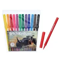 Фломастеры ErichKrause Road Beast, 12 цветов, в футляре с европодвесом
