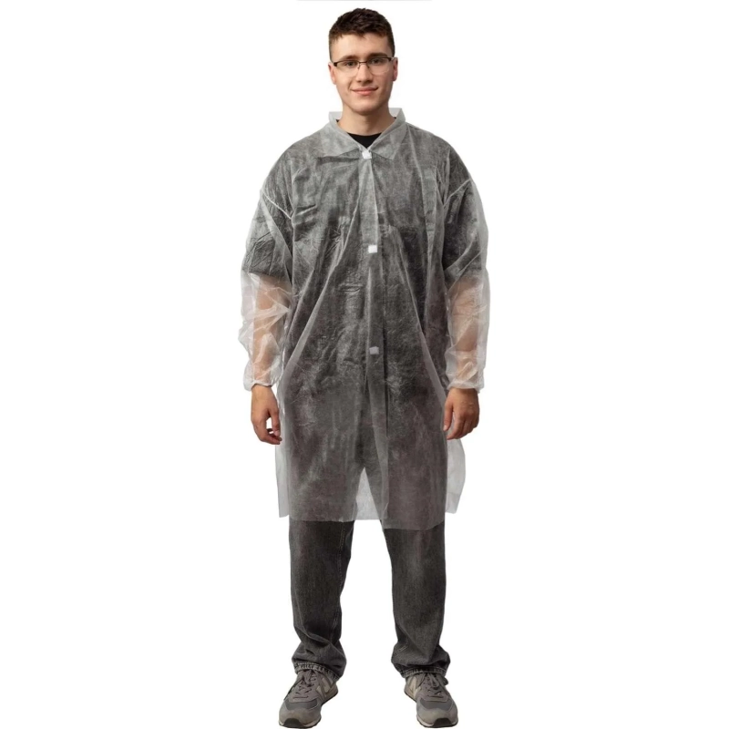 Халат н/с процед, рук.рез, на липуч, XL, дл.110см, пл 17, белый, 10шт/уп