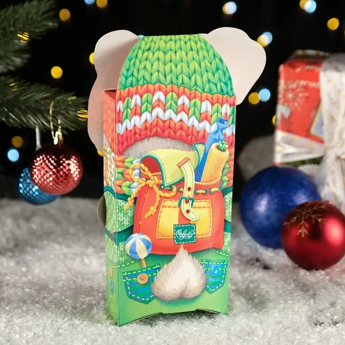 Подарочная коробка «Заяц Новогодний», 12×7×23 см
