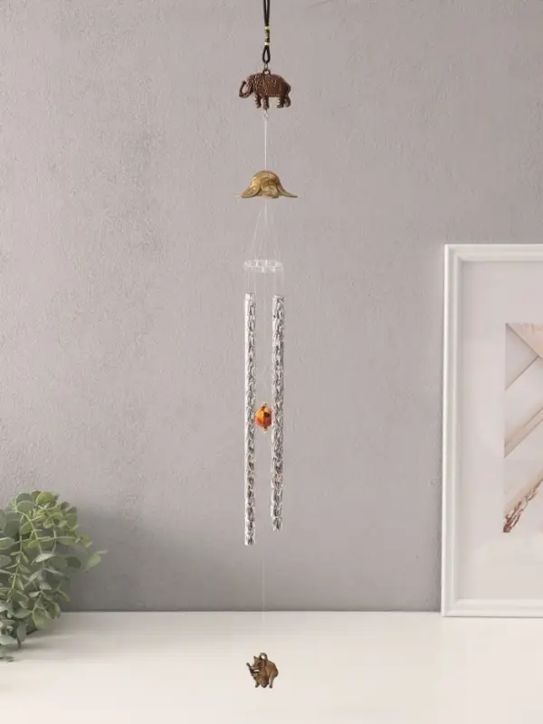 Музыка ветра &laquo;Слоны&raquo;, металл, 4 трубочки 1 фигурка 57 см, МИКС