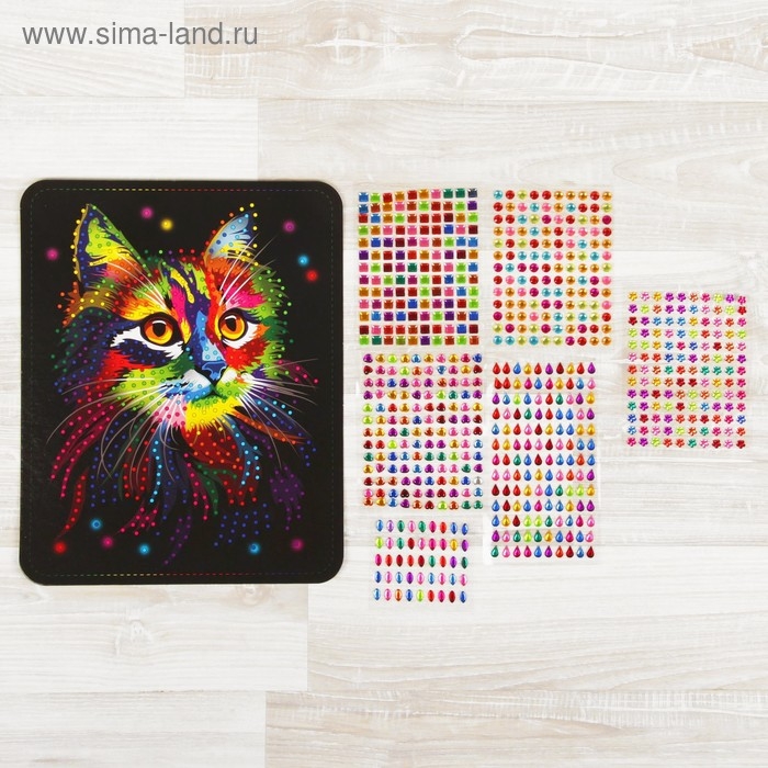 Набор для создания мозаики «Кот» CRYSTAL MOSAIC, на тёмном фоне Набор для создания мозаики «Кот» CRYSTAL MOSAIC, на тёмном фоне