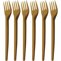 Вилка одноразовая 168мм,золот.-охристого до коричн,древесн. волокно,50шт/уп