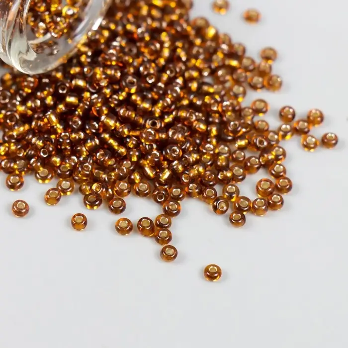 Бисер круглый 12/0 в бутылочке  Бисер круглый 12/0 в бутылочке "Золотисто-коричневый" прозрачно-цветной 20 гр