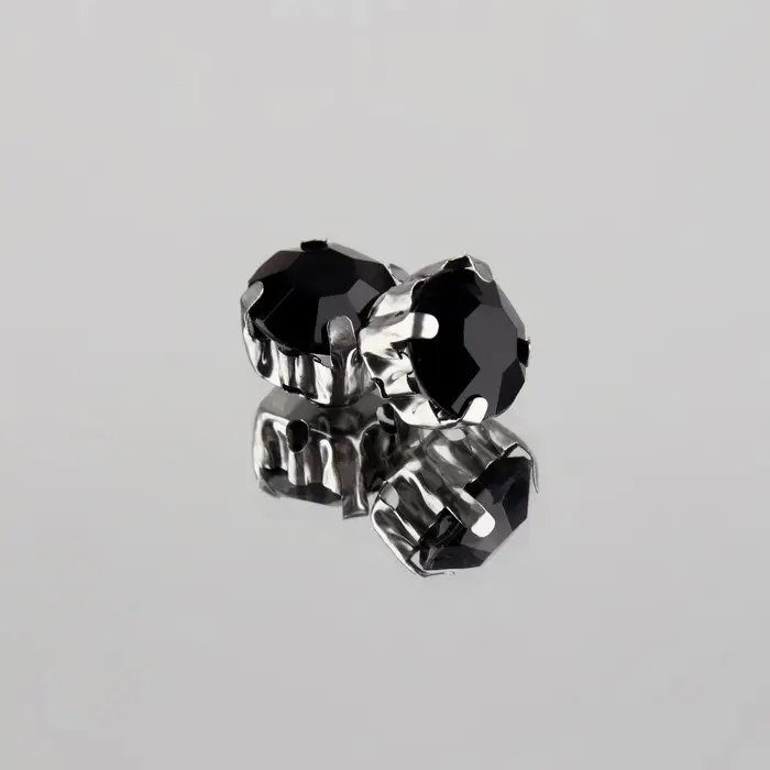 Стразы пришивные «Шатон», круглые, в оправе, d=8 мм, 20 шт., чёрные