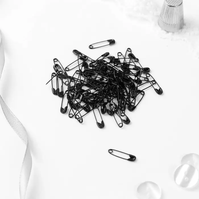 Булавки английские, 19×4 мм, 80 шт., цвет чёрный
