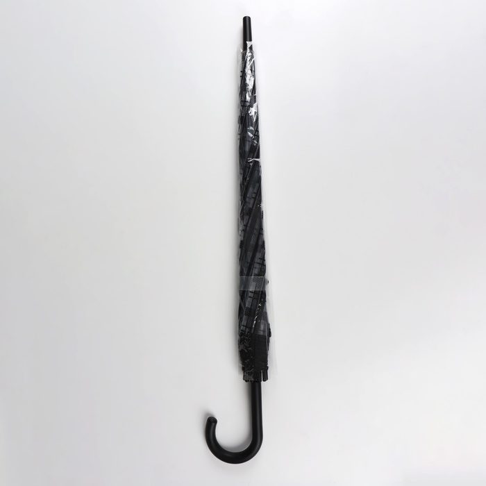 Зонт - трость полуавтоматический «Клетка», 8 спиц, R = 54/60 см, D = 120 см, цвет чёрный Зонт - трость полуавтоматический «Клетка», 8 спиц, R = 54/60 см, D = 120 см, цвет чёрный