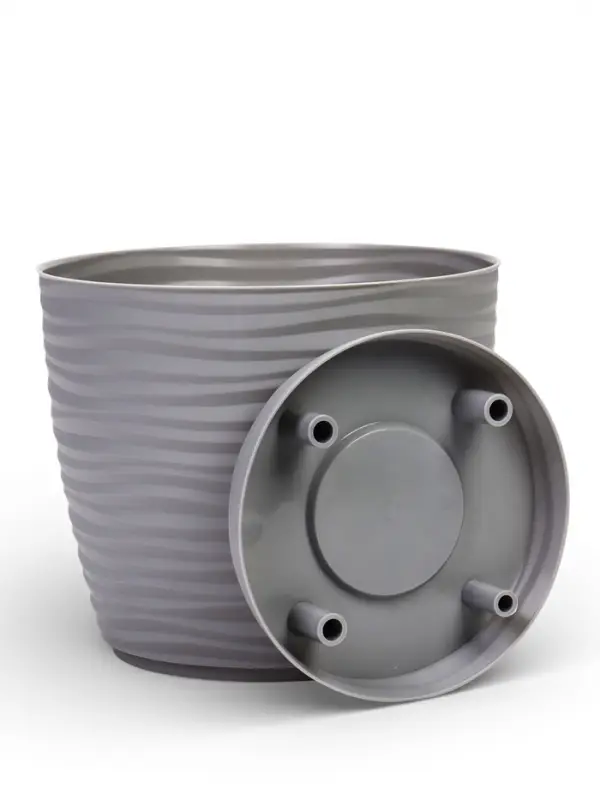 Горшок для цветов с поддоном &laquo;Дюна&raquo;, 5.5 л, пластиковый, серый