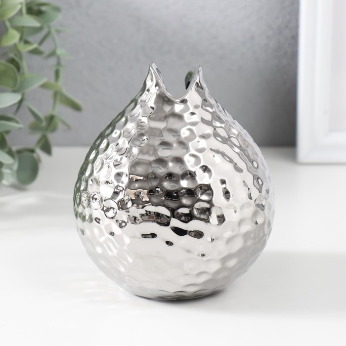 Подсвечник керамика на 1 свечу Подсвечник керамика на 1 свечу "Гранат" d=4,5 см серебро 10х10х11,5 см