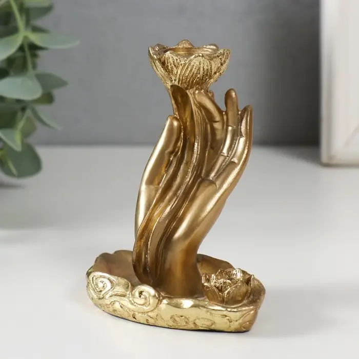 Подставка для благовоний, конусов &laquo;Цветок в руке&raquo;, полистоун, 7&times;5.5&times;9 см