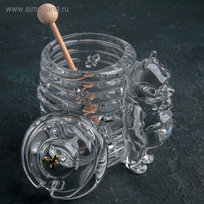 Ёмкость хрустальная для мёда &laquo;Мишка с ульем&raquo;, 250 мл, h=15 см