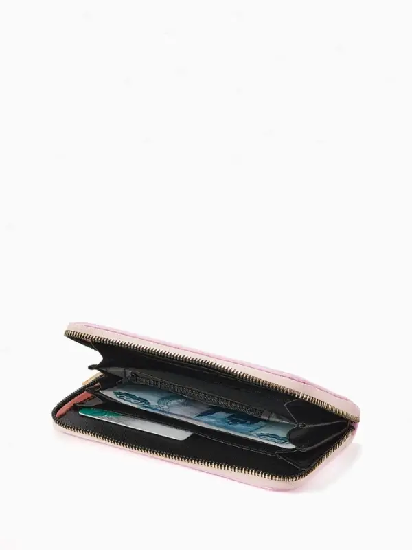 Кошелёк женский на молнии, 20&times;2&times;10 см, лаковый, розовый