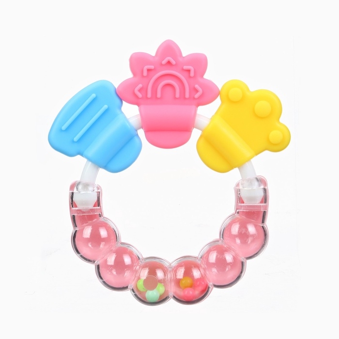 Прорезыватель погремушка Крошка Я «Браслетик», розовый