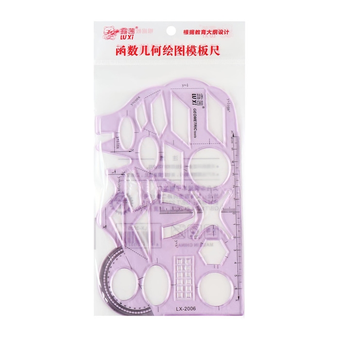 Линейка-трафарет, пластик, с транспортиром, для черчения фигур, МИКС Линейка-трафарет, пластик, с транспортиром, для черчения фигур, МИКС