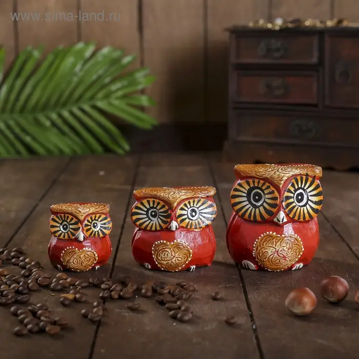 Сувенирный набор дерево Сувенирный набор дерево "Совы с сердечками" 6х19х8 см