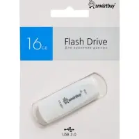 Флешка Smartbuy 016GB3SCW, 16 Гб, USB3.0, чтение до 100 Мб/с, запись до 40 Мб/с, белая