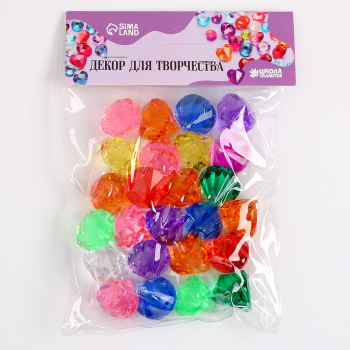 Кристаллы пластиковые декоративные, набор 25 шт., размер 1 шт. — 3 × 2,2 см, цвет МИКС Кристаллы пластиковые декоративные, набор 25 шт., размер 1 шт. — 3 × 2,2 см, цвет МИКС