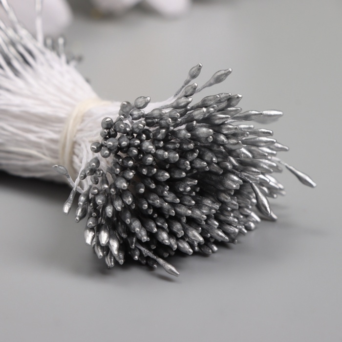 Тычинки для искусственных цветов глянец "Рисинки" серебро набор 360 шт длина 6 см