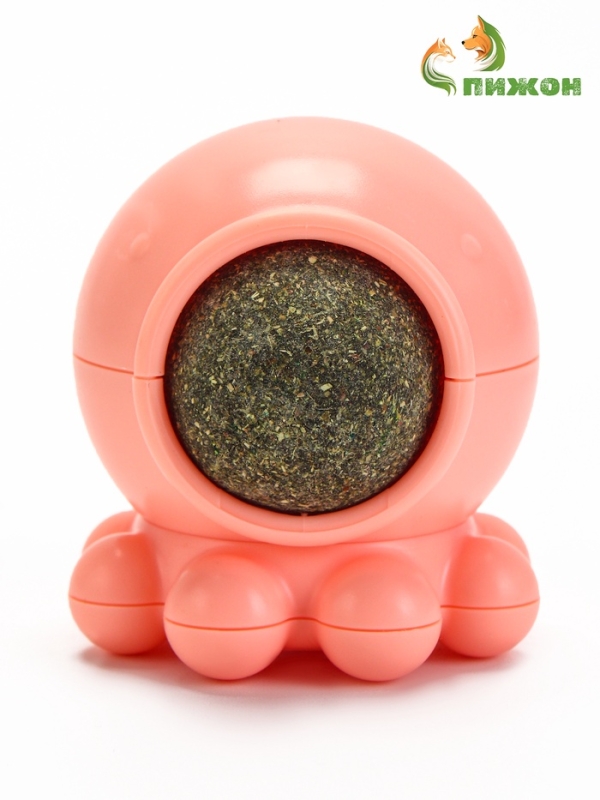 Игрушка для кошек из кошачьей мяты  Игрушка для кошек из кошачьей мяты "Осьминог" на основании, 5 х 4 см, розовая