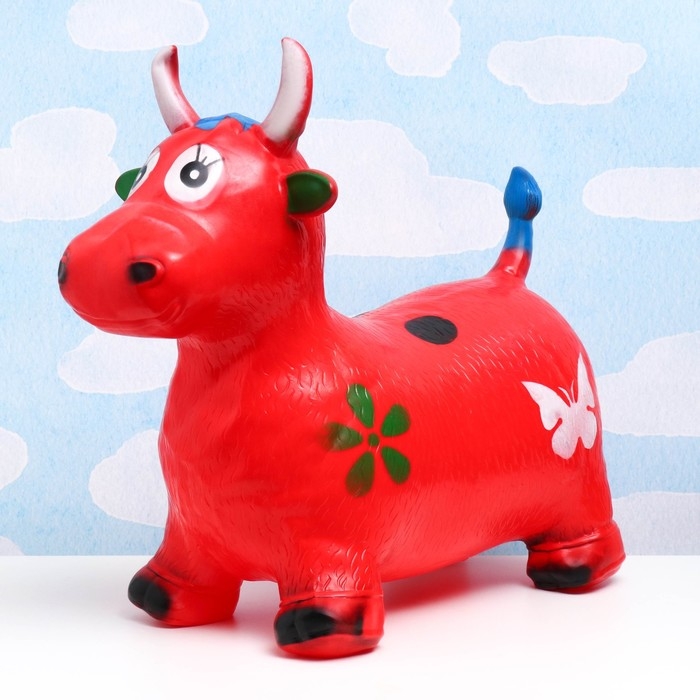 Игрушка - прыгун детская  Игрушка - прыгун детская "Коровка" резиновая надувная, 50х29см, красная