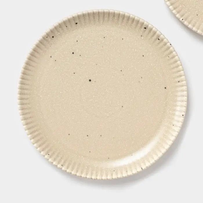 Тарелки Доляна &laquo;Коралл&raquo;, d=20.8 см, набор 2 шт., фарфор, бежевые