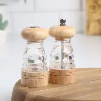 Набор мельниц для соли и перца Доляна, 2 предмета: 10.5&times;5 см, 11.5&times;5 см, прозрачный