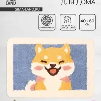 Коврик Доляна &laquo;Корги&raquo;, 40&times;60 см, микрофибра, синий