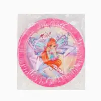 Тарелка одноразовая бумажная 18 см, набор 10 шт., Винкс