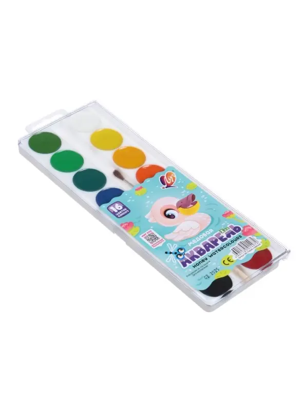 Акварель &laquo;Луч. ZOO&raquo;, 16 цветов, с кистью