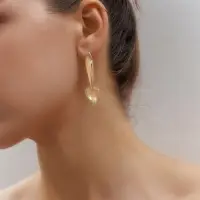 Серьги &laquo;Сердце&raquo; кристалл, радужные в золоте