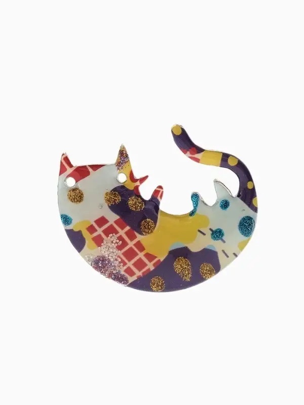 Брошь &laquo;Кот&raquo; игривый, цветная в серебре
