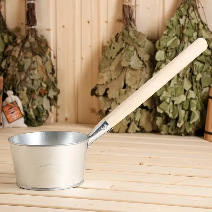 Ковш - черпак для бани и сауны, 1.5 л, оцинкованная сталь деревянная ручка, &laquo;Добропаровъ&raquo;